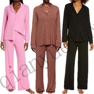 Ensemble de pyjama et de vêtements d'intérieur luxueux en modal doux et confortable pour femmes, avec logo ODM/OEM, manches longues, pyjama long pour femmes - Product Image 6