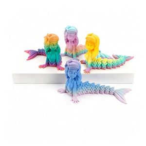 Figurine de sirène colorée en PLA écologique imprimée en 3D, jouet personnalisable, ornement de maison, animaux articulés mobiles, 12+ - Product Image 1