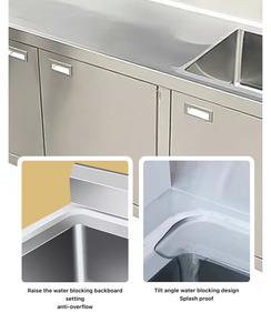 Lavello Commerciale in Acciaio Inox 304 con Armadietto, 1 2 3 Scomparti, Lavello Multiuso con Ante per Ristoranti e Hotel - Product Image 6