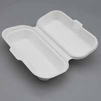 Vaisselle jetable compostable, boîte à hot-dogs en forme de coquille, boîte à lunch en bagasse de canne à sucre, fournitures biodégradables à emporter