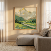 Peinture à l'huile numérique de fleurs de paysage, style dessin animé, à remplir soi-même, faite à la main, cadre carré moderne minimaliste, pour salon