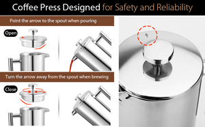 <span class=keywords><strong>Caffettiera</strong></span> portatile 34oz macchina da caffè pressa <span class=keywords><strong>francese</strong></span> 1000ml in acciaio inossidabile doppia <span class=keywords><strong>caffettiera</strong></span> 8 tazze Espresso macchina da caffè - Product Image 5