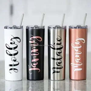 Hot sales 20oz Double Wall Stainless Steel Sublimation Blanks Coffee And Wine Straight Skinny Tumbler Cups With Straw