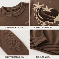 Pull en tricot à col rond pour homme personnalisé, pull à motif en relief 3D surdimensionné, étiquette privée OEM pour tenues décontractées de rue