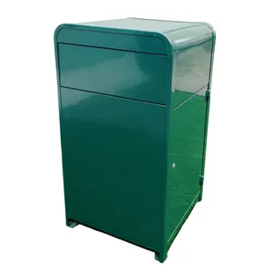 屋外のシンプルな金属製のゴミ箱ゴミ箱は庭の通りの外にゴミ箱をリサイクルします公共の商業用鋼のゴミ箱ボックス