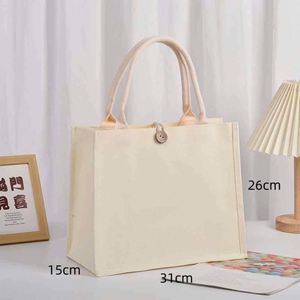 Wholesale Imaiwill Brand Fashion Size Lamination Natural Button Beach <b>Canvas</b> Sewing Customized Shape Shopping Tote Bags Custom - Product Image 3