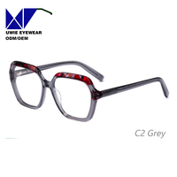 Monture optique hexagonale en acétate sur mesure OEM, taille 55-16-145, anti-lumière bleue, pour adultes unisexes, usine de lunettes
