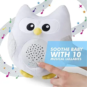 Nieuw Product Draagbare Baby Slaap Fopspeen Sound Machine En Projector Starry Night Light Uil Knuffel Knuffel