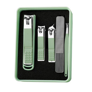 Kit de coupe-ongles portable en acier inoxydable, cadeau pour femme, ensemble de manucure 5 pièces, kits de toilettage avec étui - Product Image 1