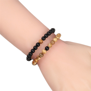 Juego de 2 piezas hecho a mano, pulseras de cuentas de moda, Ojo de Tigre, cuerda elástica de Lava negra, piedra de ágata perla, energía Natural para distancia - Product Image 5