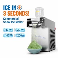 Machine à glace pilée flocon de neige réglable en épaisseur DEMMA, 120 kg/jour, acier inoxydable, 220 V, usage commercial, haute productivité