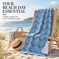 Serviette de plage en microfibre Fit-Flip, légère, fine, à séchage rapide, grande serviette de plage résistante au sable, imprimée en chevron