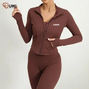 Women Comfort Full Zipper Workout High Elastic Long Sleeve Top Active Fitness Yoga Jacket