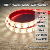 Bande lumineuse LED flexible à lentille blanche chaude DC24V pour éclairage mural 20W/M 30 °   Faisceau lumineux concentré pour l'éclairage paysager des halls d'hôtels et restaurants