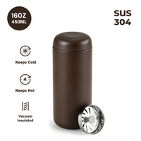 Thermos à café en acier inoxydable à double paroi, isolé sous vide, anti-fuite, en forme de capsule, avec infuseur