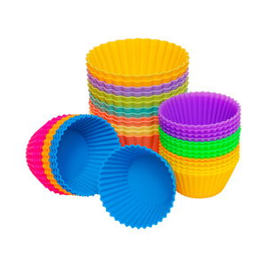 <span class=keywords><strong>Stampi</strong></span> monouso rotondi in Silicone <span class=keywords><strong>per</strong></span> muffin torta torta e torta di riso-solo lavaggio a mano facile - Product Image 1