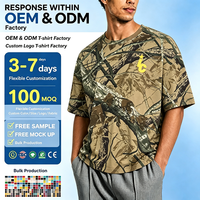 T-shirt court oversize camouflage personnalisé 100% coton, impression numérique, style rétro streetwear