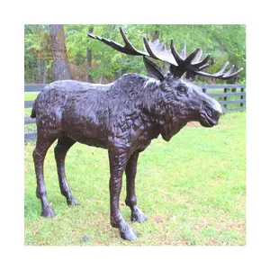 Yaşam boyutu Metal zanaat büyük Metal bronz Moose heykel bakır pirinç Elk Outdoor heykeli açık dekorasyon için