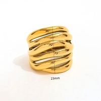 Fenny 18K Vergoldeter Großhandels-Modeschmuck Breiter Mehrfach Umwickelter Edelstahl-Fingerring Trendig für Damen