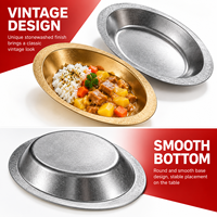Retro roestvrijstalen bootvormige curryborden antiek zilver goud diepe salade fruit snack serveerschalen voor restaurants 26x18cm