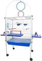Kit de cage à oiseaux de bureau avec dessus ouvert arqué, balançoire suspendue, planches d'activités latérales et bouteille d'eau pour les canaris et les perruches