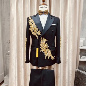 Traje de 2 Piezas para Hombre, Talla Grande, Hecho a Mano con Cuentas y Pedrería, Chaqueta de Un Solo Pecho y Pantalones, Esmoquin Brillante con Lentejuelas para Boda, Fiesta, <span class=keywords><strong>Novio</strong></span> - Product Image 4