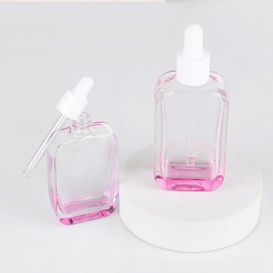 Luxury Cosmetic Packaging Thick Bottom 30ml 60ml Flat Square Purple Clear Serum <b>Bottle</b> Essential Oil Glass White <b>Dropper</b> <b>Bottle</b> - Product Image 1