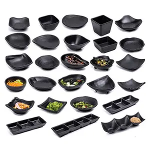EGRAND-platos de melamina negros mate, bandeja de Sushi, plato de aperitivos, placa de carga negra, 4,3 pulgadas