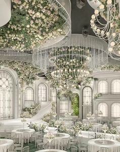 ديكور قاعة أفراح ومناسبات بالزهور مع تصميم قطع مركزية وتزيين سقف القاعة - Product Image 2