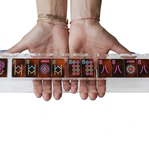 Jeu de Mahjong Américain Moderne en Acrylique Effet Écaille de Tortue, 166 Tuiles, Portable, Luxe, en Résine Marbrée pour Fêtes de Famille - Product Image 5