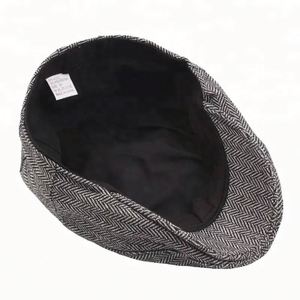 หมวกแก๊ปทรงแบนลายเฮริ่งโบนขายส่ง หมวกแก๊ปสไตล์แกตสบี้สำหรับผู้ชาย รับสั่งทำตามขนาด หมวกเบเร่ต์สำหรับผู้ชายสำหรับฤดูใบไม้ร่วงและฤดูหนาว - Product Image 6