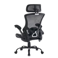 Fauteuil de bureau de direction de luxe en gros, dossier haut, base en fer moderne, design ergonomique en maille, réglable en hauteur avec repose-pieds, noir
