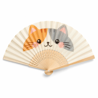 Éventail pliant à motif de chat mignon, idéal pour les amoureux des animaux, cadeau de fête, éventail à main avec illustration de chat, décoration, cadeau d'anniversaire pour femmes et filles