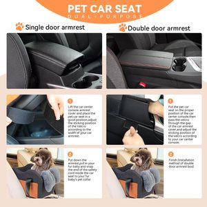Asiento de coche para perros con cojín y correa de seguridad, diseño para la consola central del coche - Product Image 4