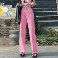Jeans à jambes larges pour femmes Pantalon long en denim Pantalon droit Printemps Automne Casual Loose High Waist Floor Length Causal Jeans