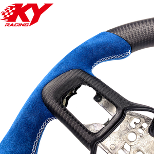 Volant sport racing personnalisé en fibre de carbone mate et suède bleu pour Ford Mustang S650 GT GT350 500 Shelby 2024-2026 - Product Image 2
