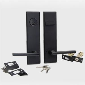 Poignée de <span class=keywords><strong>porte</strong></span> en alliage de zinc avec <span class=keywords><strong>plaque</strong></span> longue, système de verrouillage moderne pour portes en bois, pour une entrée sécurisée et une confidentialité accrue. - Product Image 2