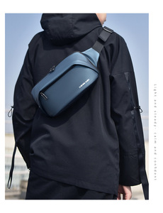 Nouvelle mode, sac de taille personnalisé, imperméable, résistant à l'usure, grande capacité, sac de poitrine, sac de taille en PU pour hommes - Product Image 6