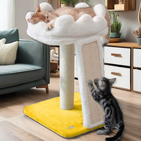 Happi N Pets Arbre à chat moderne en sisal en forme de nuage, 2 niveaux, 56 cm de hauteur, anti-griffures, anti-dérapant, perchoir doux, jouet étoile pour chatons, intérieur