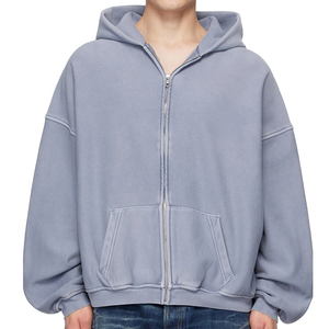 <span class=keywords><strong>Felpa</strong></span> <span class=keywords><strong>con</strong></span> cappuccio oversize grigio chiaro <span class=keywords><strong>con</strong></span> <span class=keywords><strong>cerniera</strong></span> <span class=keywords><strong>con</strong></span> tasche anteriori a costine e orlo per un comodo abbigliamento Casual giacca personalizzata - Product Image 1