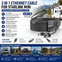 Cable de Extensión de Alimentación y Ethernet a Prueba de Agua de 5 Metros para Starlink Mini, Cable de Red RJ45 con Adaptador de CC a Tipo C para Vehículo