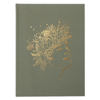 Reliure de cas personnalisée couverture en tissu de lin vert lignes horizontales semaine de remerciement journal planificateur