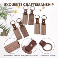 Hochwertige, individuell gravierte Holz-Schlüsselanhänger, personalisierte Blanko-Holz-Schlüsselanhänger mit Lederband und Metall-Schlüsselring