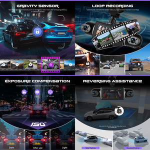 Caméra embarquée Podofo 3'' 4 objectifs 2K/1080P DVR Boîte noire de voiture Enregistreur IPS WiFi/G-Sensor/Vision nocturne/Caméra 360°/Caméra de recul Usine ODM/OEM - Product Image 2