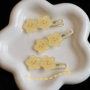 Sevimli Saç Tokası Sütlü Sarı Yıldız Yumuşak Kalpli Kız Çocuk Yan Tokası Saç Aksesuarları Öğrencilerin Tatlı Kakül Tokası Plastik Yazlık - Product Image 4