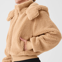 Veste Bomber en Sherpa avec Col Montant, Personnalisable par OEM, Veste en Polaire Chaude d'Hiver pour Hommes, Logo Brodé à la Mode