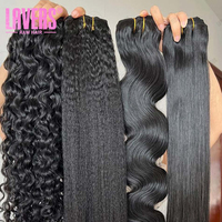 Rambut Yaki Lurus Mentah Tanpa Proses, Bundel Rambut Manusia Asli, Bundel Rambut Lurus Keriting Brasil