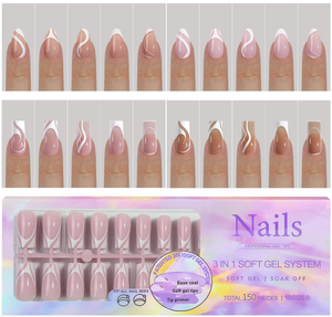 150 pièces/ensemble Ballet français presse sur les ongles couverture complète réutilisable sans couture faux conseils Extension ovale <span class=keywords><strong>Capsule</strong></span> amande bricolage accessoires - Product Image 1