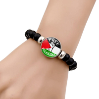 Bracelet à perles avec motif de drapeaux nationaux de 287 pays, unisexe, perles de cristal noires, bouton-pression, bracelet d'équipe sportive pour femmes