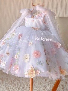 Новое праздничное платье для девочек с цветочной сеткой, пышная пряжа, милый дизайн для игры на пианино, летние наряды для маленьких принцесс - Product Image 2